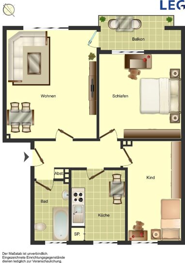 Wohnung zur Miete 479 € 3 Zimmer 67,6 m² 2. Geschoss Schneidemühler Weg 45 Dorenkamp - Süd Rheine 48431
