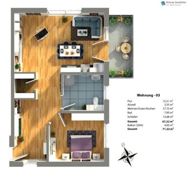 Wohnung zum Kauf Provisionsfrei 299.900 € 2 Zimmer 69,1 m² Erdgeschoss Oberschopfheim Friesenheim 77948