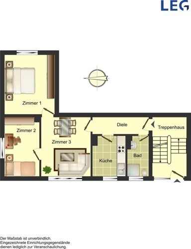 Wohnung zur Miete 389 € 3 Zimmer 49,5 m² 1. Geschoss frei ab 01.04.2025 Overberger Straße 27 Bergkamen 59192