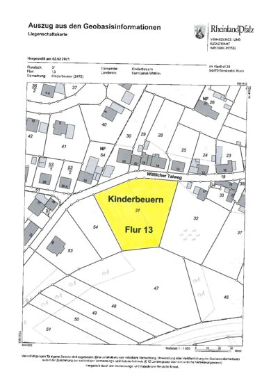 Grundstück zum Kauf provisionsfrei 45.000 € 924 m² Grundstück Kinderbeuern Kinderbeuern 54538