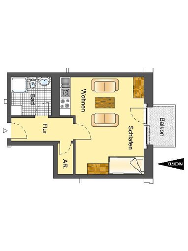 Wohnung zur Miete 279 € 1 Zimmer 35 m² 5. Geschoss Schlehenstraße 9 Süd - West Lippstadt 59557