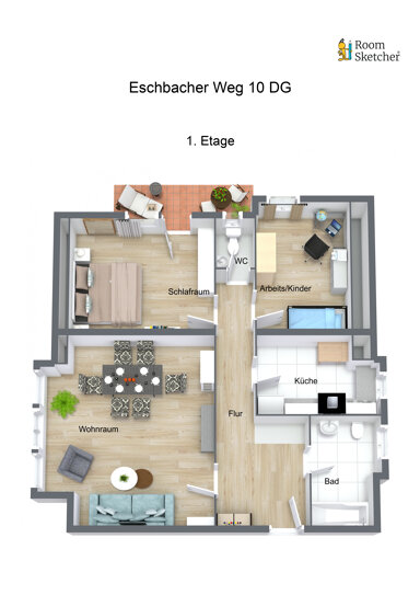 Wohnung zur Miete 900 € 3 Zimmer 90 m² 2. Geschoss frei ab sofort Eschbacher Weg 10 Wahlbezirk 16 Bad Homburg vor der Höhe 61352