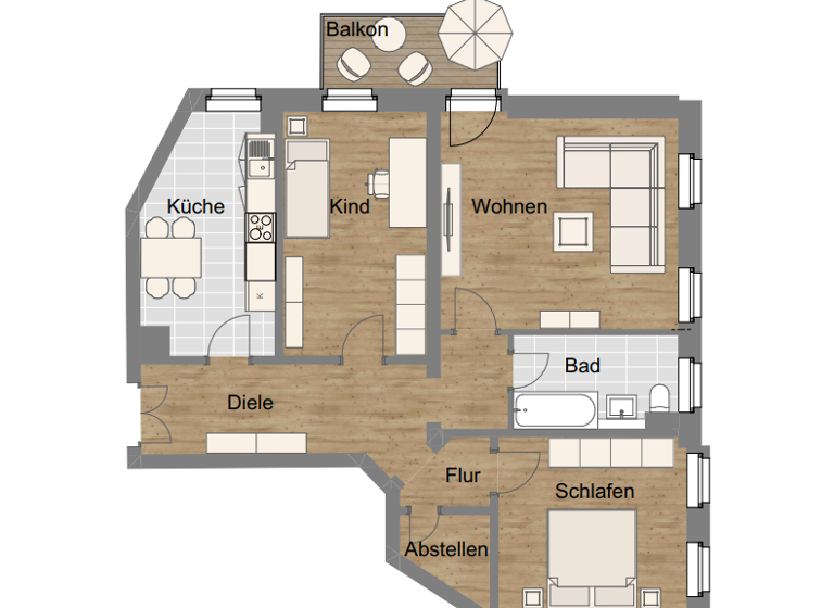 Wohnung zur Miete 1.199 € 3 Zimmer 87 m² 1. Geschoss frei ab 01.02.2026 Wielandstr. 12 Altlindenau Leipzig 04177
