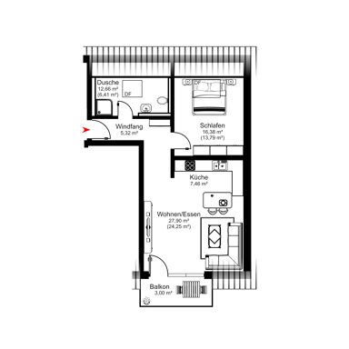 Wohnung zum Kauf provisionsfrei 297.800 € 2 Zimmer 60,2 m² 2. Geschoss Scheffelstraße 70a Bad Dürrheim Bad Dürrheim 78073