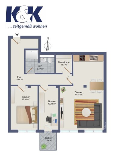 Apartment zur Miete 1.312,83 € 3 Zimmer 90,5 m² Gehlsdorf Rostock 18147