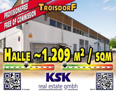 Lagerhalle zur Miete provisionsfrei 1.209 m² Lagerfläche teilbar von 470 m² bis 3.032 m² Troisdorf Troisdorf 53840