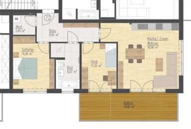 Wohnung zur Miete 920 € 3 Zimmer 86 m² 3. Geschoss frei ab 01.03.2025 Kerngebiet Waldkraiburg 84478