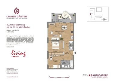 Wohnung zur Miete 1.370 € 3 Zimmer 76,6 m² 4. Geschoss Lyoner Straße 38d Schwanheim Frankfurt am Main 60528