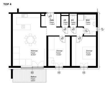 Wohnung zum Kauf 397.500 € 3 Zimmer 89,1 m² 1. Geschoss Grabenhof Wels 4600