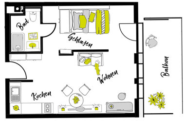 Apartment zur Miete 605 € 1 Zimmer 35 m² 2. Geschoss Theodor-Heuss-Straße 26 Josephsviertel Ingolstadt 85055