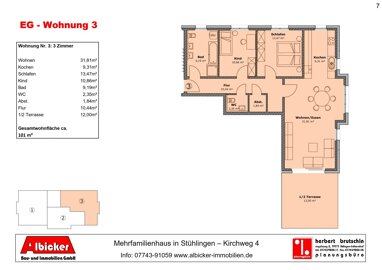 Wohnung zum Kauf Provisionsfrei 383.800 € 3 Zimmer 101 m² Kirchweg 4 Stühlingen Stühlingen 79780