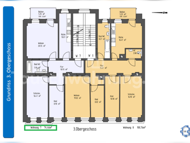 Wohnung zur Miete 640 € 3 Zimmer 74 m² 3. Geschoss Leipziger Vorstadt (Helgolandstr.) Dresden 01097