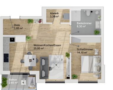 Wohnung zum Kauf Provisionsfrei 306.900 € 2 Zimmer 67,4 m² 1. Geschoss Reimelstraße 3 Ravolzhausen Neuberg 63543