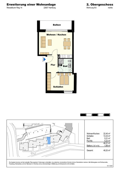 Wohnung zum Kauf 361.500 € 2 Zimmer 48,2 m² Wesselburer Weg 14 Osdorf Hamburg 22549