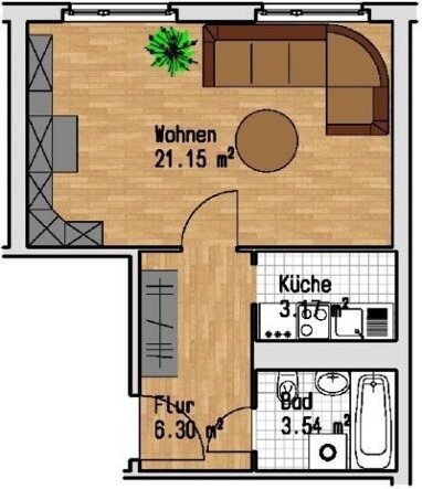 Wohnung zur Miete 310 € 1 Zimmer 34,2 m² Erdgeschoss Johannes-R.-Becher-Straße 6 Lößnig Leipzig 04279