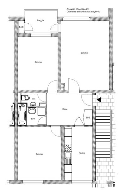 Wohnung zur Miete 1.007 € 3 Zimmer 70,3 m² 1. Geschoss frei ab 15.02.2025 Leo-Gans-Str. 38 Fechenheim Frankfurt am Main 60386