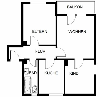 Wohnung zur Miete 419 € 3,5 Zimmer 60 m² 1. Geschoss frei ab 28.03.2025 Kerkhofsweg 3 Hassel Gelsenkirchen 45896