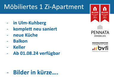 Wohnung zur Miete 729 € 1 Zimmer 37 m² 1. Geschoss Mittlerer Kuhberg Ulm 89077