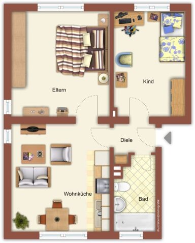 Wohnung zur Miete 539 € 2 Zimmer 57,4 m² 1. Geschoss Kohrstraße 65 Odenkirchen - West Mönchengladbach 41199