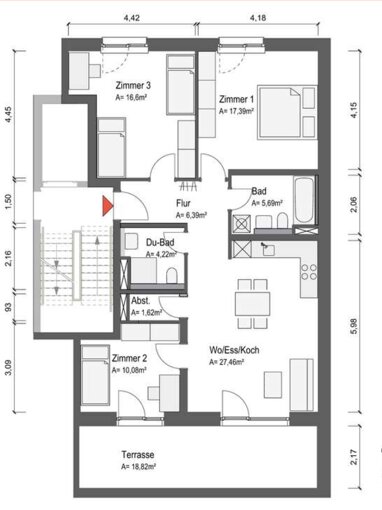 Wohnung zur Miete 1.226,80 € 4 Zimmer 98,9 m² 1. Geschoss John-F-Kennedy-Boulevard 6 Domberg Bamberg 96052