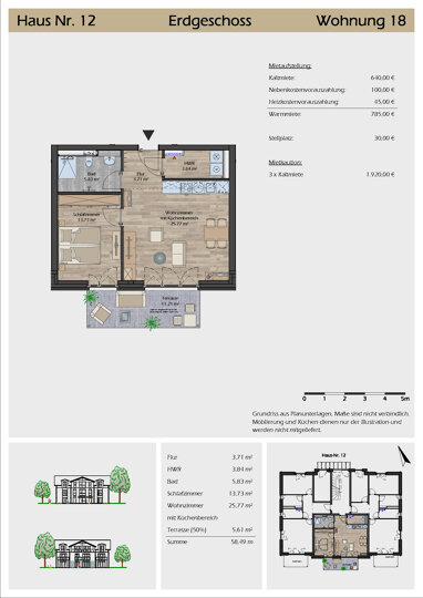 Wohnung zur Miete 640 € 2 Zimmer 58,5 m² Hahnenkamp 12 Hohn 24806