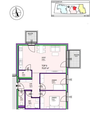 Wohnung zum Kauf 361.355,40 € 3 Zimmer 71,1 m² Groß-Enzersdorf 2301
