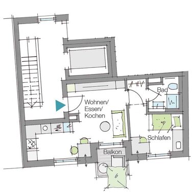 Wohnung zum Kauf Provisionsfrei 290.000 € 2 Zimmer 36,5 m² 1. Geschoss Hohfederstraße 30 Veilhof Nürnberg 90489