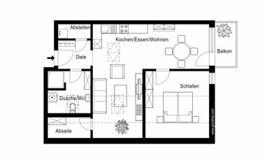 Wohnung zur Miete 720 € 1,5 Zimmer 54,6 m² 1. Geschoss Leederer Strasse 4 Denklingen Denklingen 86920