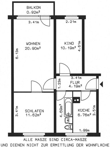 Wohnung zur Miete 408,37 € 3 Zimmer 59,3 m² 4. Geschoss Zellescher Weg 26a Zschertnitz (Paradiesstr.) Dresden 01217