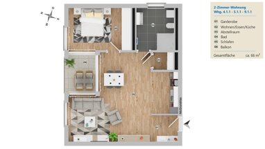 Wohnung zur Miete 764 € 2 Zimmer 66 m² 1. Geschoss Friedrichshafener Str. 153 Langenargen Langenargen 88085