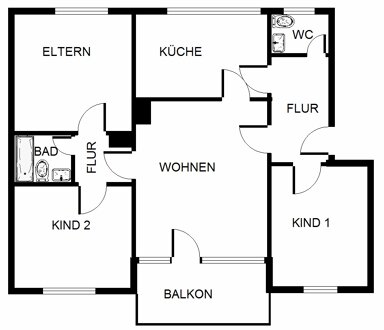 Wohnung zur Miete 419 € 3 Zimmer 60,1 m² 1. Geschoss frei ab 28.02.2025 Kerkhofsweg 1 Hassel Gelsenkirchen 45896