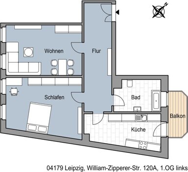 Wohnung zur Miete 649 € 2 Zimmer 75 m² 1. Geschoss frei ab 02.12.2024 William-Zipperer-Str. 120A Leutzsch Leipzig 04179