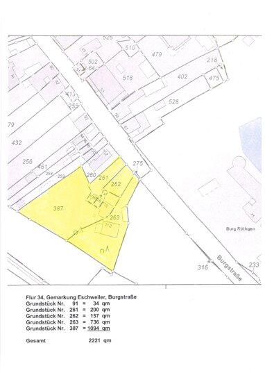 Grundstück zum Kauf 495.000 € 2.221 m² Grundstück Burgstraße 104 Röthgen Eschweiler 52249