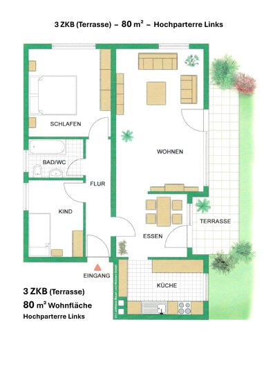 Terrassenwohnung zum Kauf 199.000 € 3 Zimmer 80 m² Erdgeschoss Wörrstadt Wörrstadt 55286