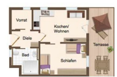 Wohnung zur Miete 900 € 2,5 Zimmer 46,2 m² Erdgeschoss Lottstetten Lottstetten 79807