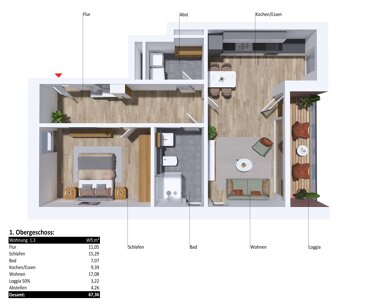 Wohnung zum Kauf 276.000 € 2 Zimmer 67,4 m² 1. Geschoss Greven Greven 48268