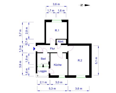 Wohnung zur Miete 437,68 € 2 Zimmer 54,7 m² 2. Geschoss Harbker Str. 15 Beimssiedlung Magdeburg 39110