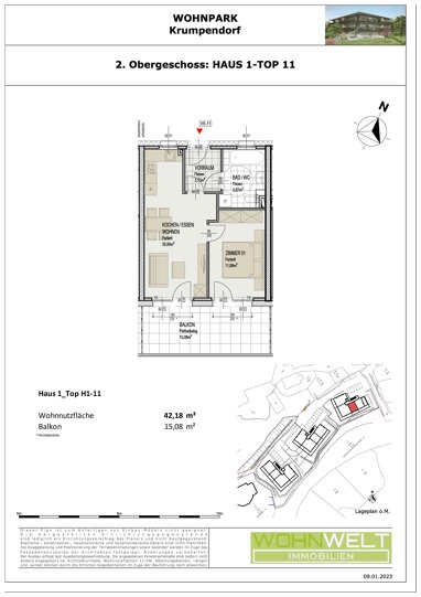 Wohnung zum Kauf Provisionsfrei 319.980 € 2 Zimmer 42 m² 2. Geschoss Krumpendorf am Wörthersee 9201