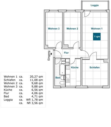 Wohnung zur Miete 532,31 € 4 Zimmer 67,8 m² 4. Geschoss Schilfweg 6 Seidnitz (Schilfweg) Dresden 01237