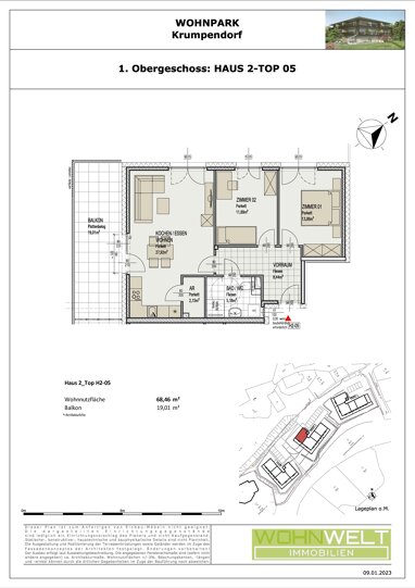 Wohnung zum Kauf Provisionsfrei 429.980 € 3 Zimmer 68 m² 1. Geschoss Krumpendorf am Wörthersee 9201