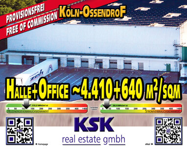 Lagerhalle zur Miete Provisionsfrei 6,50 € 4.410 m² Lagerfläche teilbar von 4.159 m² bis 5.111 m² Ossendorf Köln 50827