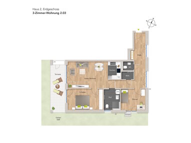 Terrassenwohnung zum Kauf Provisionsfrei 360.000 € 3 Zimmer 93 m² Erdgeschoss Zeppelinstraße 97 Mengen Mengen 88512