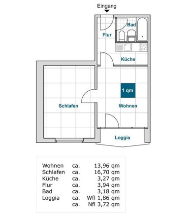 Wohnung zur Miete nur mit Wohnberechtigungsschein 314 € 2 Zimmer 42,9 m² 8. Geschoss Gamigstr. 20 Prohlis-Nord (Am Anger) Dresden 01239