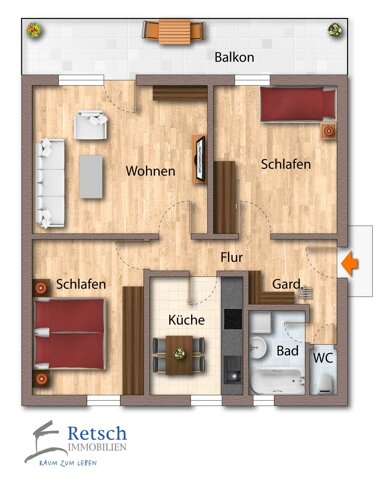 Wohnung zum Kauf 195.000 € 3 Zimmer 76,2 m² 2. Geschoss Wildberg Wildberg 72218