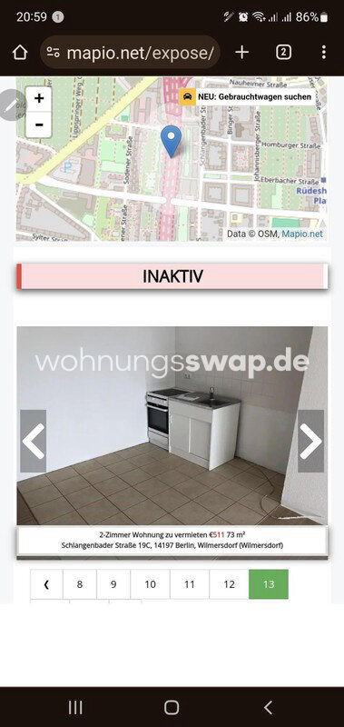 Studio zur Miete 511 € 2 Zimmer 74 m²<br/>Wohnfläche 6.<br/>Geschoss Wilmersdorf 14197