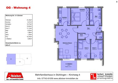 Wohnung zum Kauf Provisionsfrei 409.500 € 4 Zimmer 105 m² 2. Geschoss Kirchweg 4 Stühlingen Stühlingen 79780