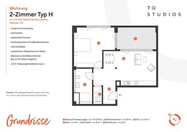 Wohnung zur Miete 991 € 2 Zimmer 72,1 m² Am Tabakquartier 24-26 Woltmershausen Bremen 28197