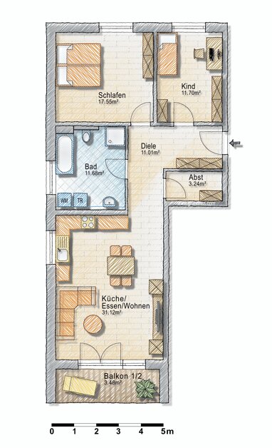 Apartment zur Miete 1.180 € 3 Zimmer 90 m² 1. Geschoss Ecknach Aichach 86551