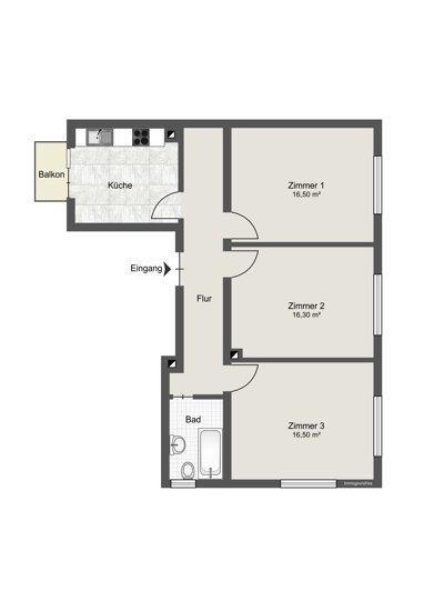 Wohnung zur Miete 670 € 3 Zimmer 70 m² 3. Geschoss Östliche Unterstadt (P - U) Mannheim 68161