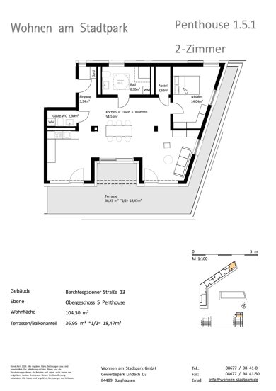 Penthouse zum Kauf als Kapitalanlage geeignet 690.000 € 4 Zimmer 103,4 m² Berchtesgadener Straße 13 Burghausen Burghausen 84489